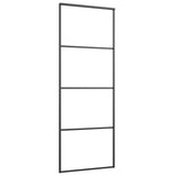 Porta Scorrevole in Alluminio e Vetro ESG 76x205 cm Nera