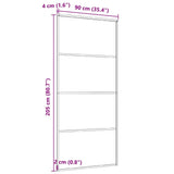Porta Scorrevole in Vetro ESG e Alluminio 90x205 cm Nera