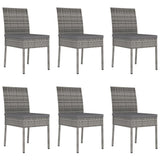Set da Pranzo da Giardino 7 pz in Polyrattan Grigio