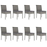 Set da Pranzo da Giardino 9 pz in Polyrattan Grigio