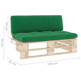 Divano Centrale Giardino su Pallet in Legno di Pino Impregnato