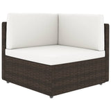 Set Divani da Giardino 10 pz con Cuscini in Polyrattan Marrone