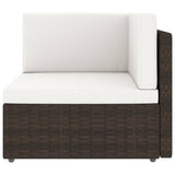 Set Divani da Giardino 10 pz con Cuscini in Polyrattan Marrone
