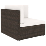 Set Divani da Giardino 10 pz con Cuscini in Polyrattan Marrone