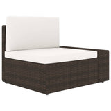 Set Divani da Giardino 10 pz con Cuscini in Polyrattan Marrone