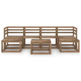 Set Salotto da Giardino 7pz in Legno di Pino Impregnato Marrone