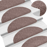 Tappetini per scale autoadesivi 5 pz 56x17x3 cm Marrone Chiaro Semicircolari