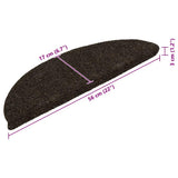 Tappetini per scale autoadesivi 10 pz 56x17x3 cm marrone scuro semicircolari