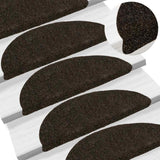Tappetini per scale autoadesivi 10 pz 56x17x3 cm marrone scuro semicircolari