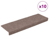 Tappetini per scale autoadesivi 10 pz 65x21x4 cm Marrone Chiaro Bordo rettangolare