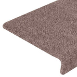 Tappetini per scale autoadesivi 10 pz 65x21x4 cm Marrone Chiaro Bordo rettangolare
