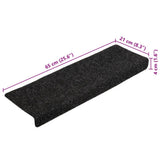 Tappetini per scale autoadesivi 10 pz 65x21x4 cm neri bordo rettangolare
