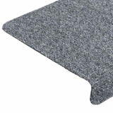Tappetini per scale autoadesivi 10 pz 65x21x4 cm Grigio chiaro bordo rettangolare