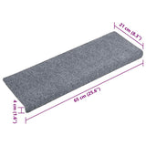 Tappetini per scale autoadesivi 10 pz 65x21x4 cm Grigio chiaro bordo rettangolare