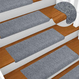 Tappetini per scale autoadesivi 10 pz 65x21x4 cm Grigio chiaro bordo rettangolare