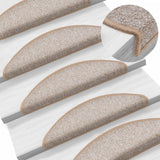 Tappetini per scale 10 pz 56x17x3 cm Marrone chiaro Semicircolari