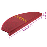 Tappetini per scale 10 pz 65x24x4 cm Rossi Semicircolari Grandi