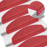 Tappetini per scale 10 pz 65x24x4 cm Rossi Semicircolari Grandi