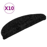 Tappetini per scale 10 pz 56x17x3 cm Nero Semicircolari