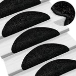 Tappetini per scale 10 pz 56x17x3 cm Nero Semicircolari