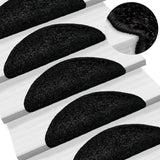 Tappetini per scale 10 pz 56x17x3 cm Nero Semicircolari