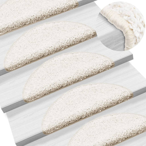 Tappetini per scale 10 pz 56x17x3 cm Bianco Semicircolari