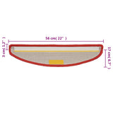 Tappetini per scale 10 pz 56x17x3 cm rossi semicircolari
