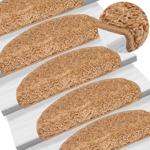Tappetini per scale 10 pz 65x21x4 cm Beige Semicircolari Grandi