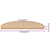 Tappetini per scale 15 pz 56x17x3 cm Marrone chiaro Semicircolari