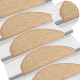 Tappetini per scale 15 pz 56x17x3 cm Marrone chiaro Semicircolari