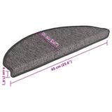 Tappetini per scale 15 pz 65x21x4 cm Beige e Grigio Semicircolari Grandi