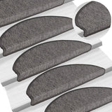 Tappetini per scale 15 pz 65x21x4 cm Beige e Grigio Semicircolari Grandi