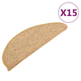 Tappetini per scale 15 pz 65x21x4 cm Sisal Semicircolari Grandi