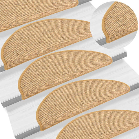 Tappetini per scale 15 pz 65x21x4 cm Sisal Semicircolari Grandi