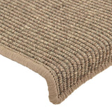 Tappetini per scale 15 pz 65x21x4 cm Beige scuro con bordo rettangolare