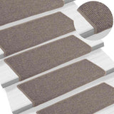 Tappetini per scale 15 pz 65x21x4 cm Beige scuro con bordo rettangolare