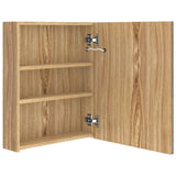 Armadietto Bagno con Specchio e LED Rovere 50x14x60 cm