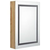 Armadietto Bagno con Specchio e LED Rovere 50x13x70 cm