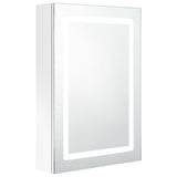 Armadietto Bagno con Specchio e LED Bianco Lucido 50x13x70 cm