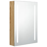 Armadietto Bagno con Specchio e LED Rovere 50x13x70 cm