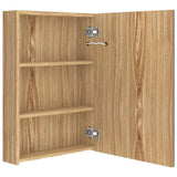 Armadietto Bagno con Specchio e LED Rovere 50x13x70 cm