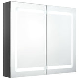 Armadietto Bagno con Specchio e LED Grigio Lucido 80x12x68 cm