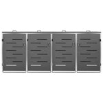 Copri Bidoni Pattume Quadruplo 276,5x77,5x112,5 cm Acciaio Inox
