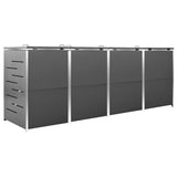Copri Bidoni Pattume Quadruplo 276,5x77,5x112,5 cm Acciaio Inox