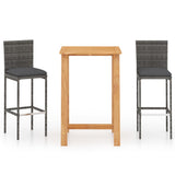 Set Bar da Giardino 3 pz con Cuscini Grigio