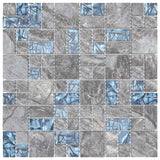 Piastrella Mosaic 22 pcs Grigio e Blu 50 x 50 cm Vetro