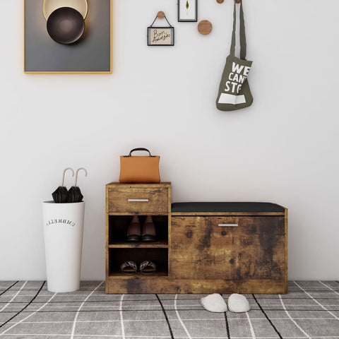 Panca Porta Scarpe Rovere Fumo 94,5x31x57cm Legno truciolato