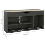 Panca Porta Scarpe con Cuscino Grigia 104x30x49cm truciolato