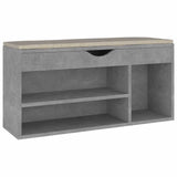Panca Scarpe con Cuscino Grigio Cemento 104x30x49cm truciolato