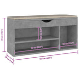 Panca Scarpe con Cuscino Grigio Cemento 104x30x49cm truciolato